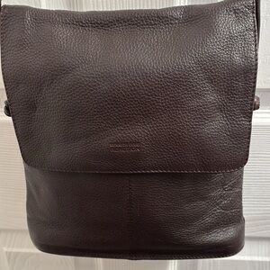 KENNETH COLE REACTION Leather Vintage Crossbody Bag  80's ROCK! Brown Pebble